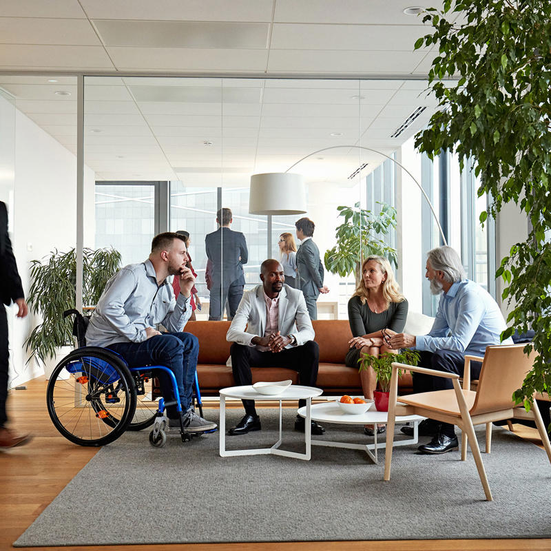 a group of people in a room