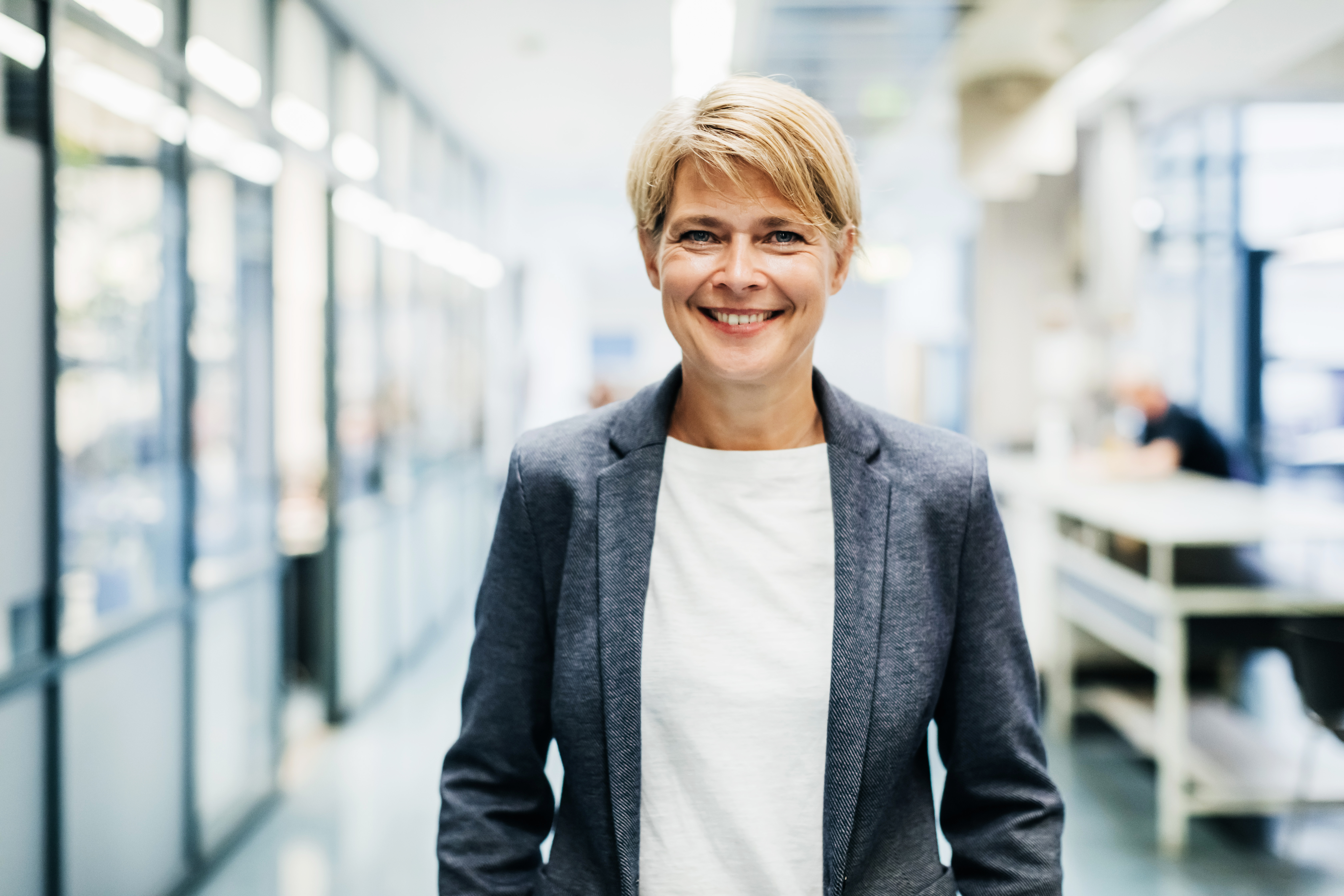 a woman smiling at camera