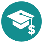 a white graduation cap and dollar sign