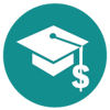 a white graduation cap and dollar sign